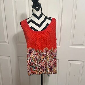 AKEMI + KIN ANTHROPOLOGIE Women's Red Paisley Sleeveless Top